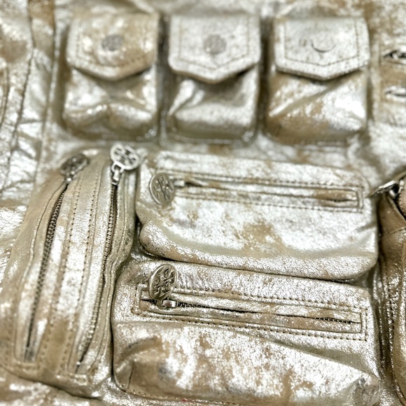 Tory Burch Vintage Y2K Metallic Suede Shoulder Messenger Bag Adjustable Strap - Picture 3 of 10